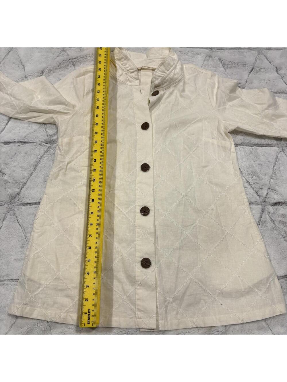 Soft Surroundings Flowy Hippie Women's Small Linen Cotton Button-Up Shirt Cream